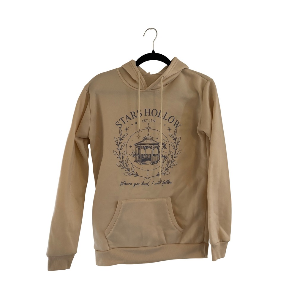 Stars Hollow Gilmore Girls Hoodie Tan Beige Graphic Sweatshirt Medium